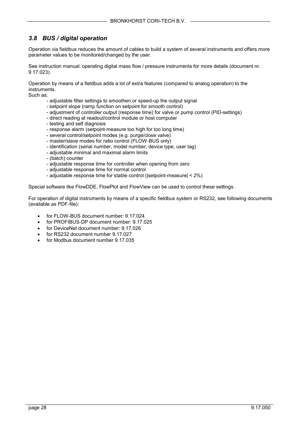 Bus / digital operation, 8 bus / digital operation | Bronkhorst Mini CORI-FLOW User Manual | Page 28 / 36