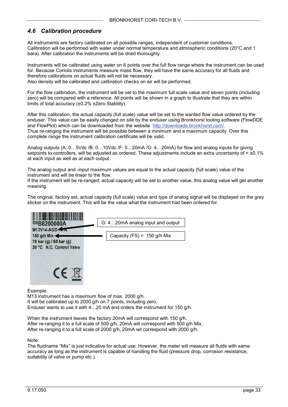 Calibration procedure, 6 calibration procedure | Bronkhorst Mini CORI-FLOW User Manual | Page 33 / 36