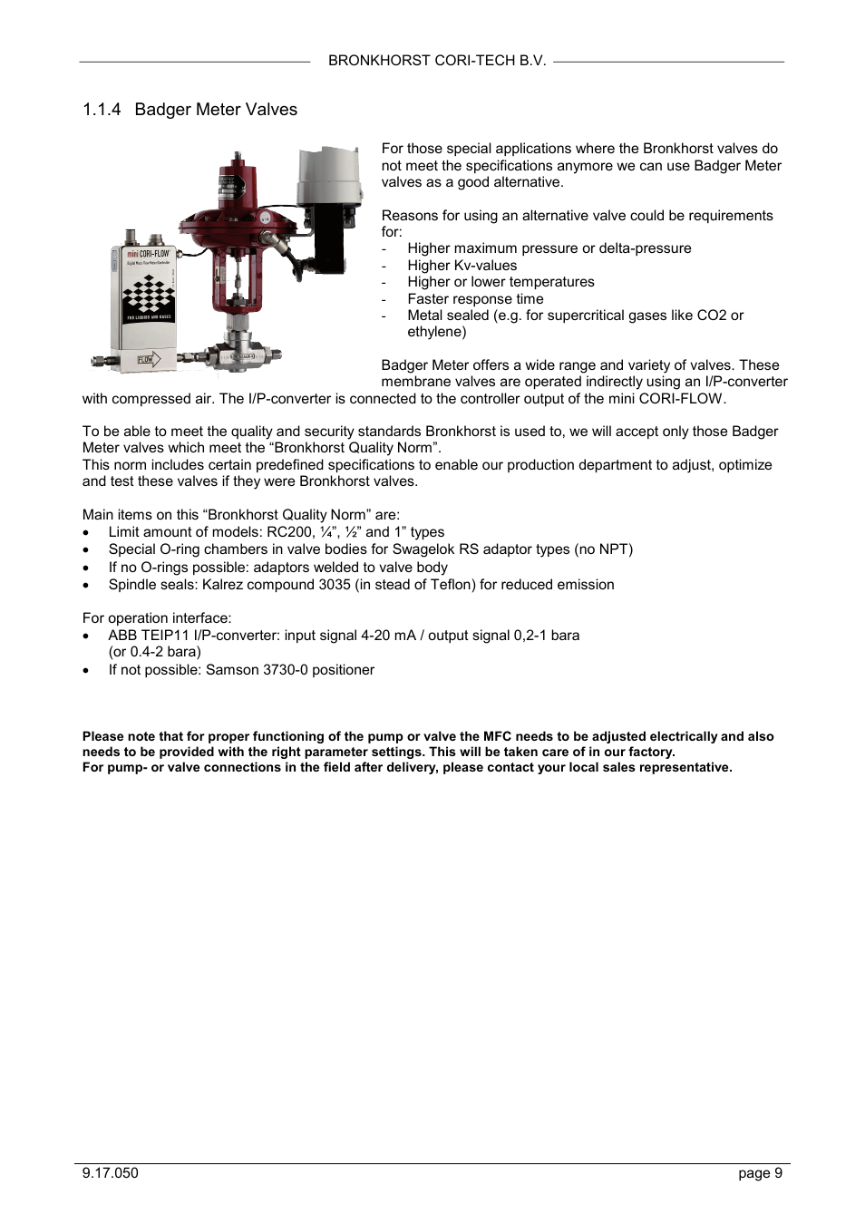 Badger meter valves, 4 badger meter valves | Bronkhorst Mini CORI-FLOW User Manual | Page 9 / 36