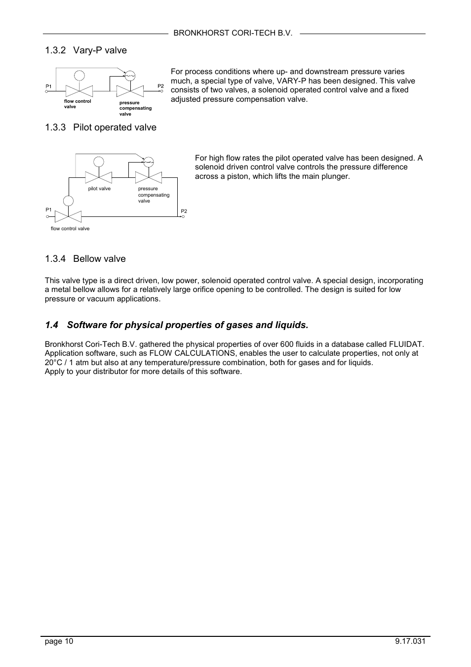 Vary-p valve, Pilot operated valve, Bellow valve | 2 vary-p valve, 3 pilot operated valve, 4 bellow valve | Bronkhorst CORI-FLOW User Manual | Page 10 / 27