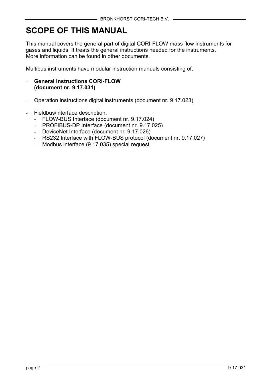 Scope of this manual | Bronkhorst CORI-FLOW User Manual | Page 2 / 27