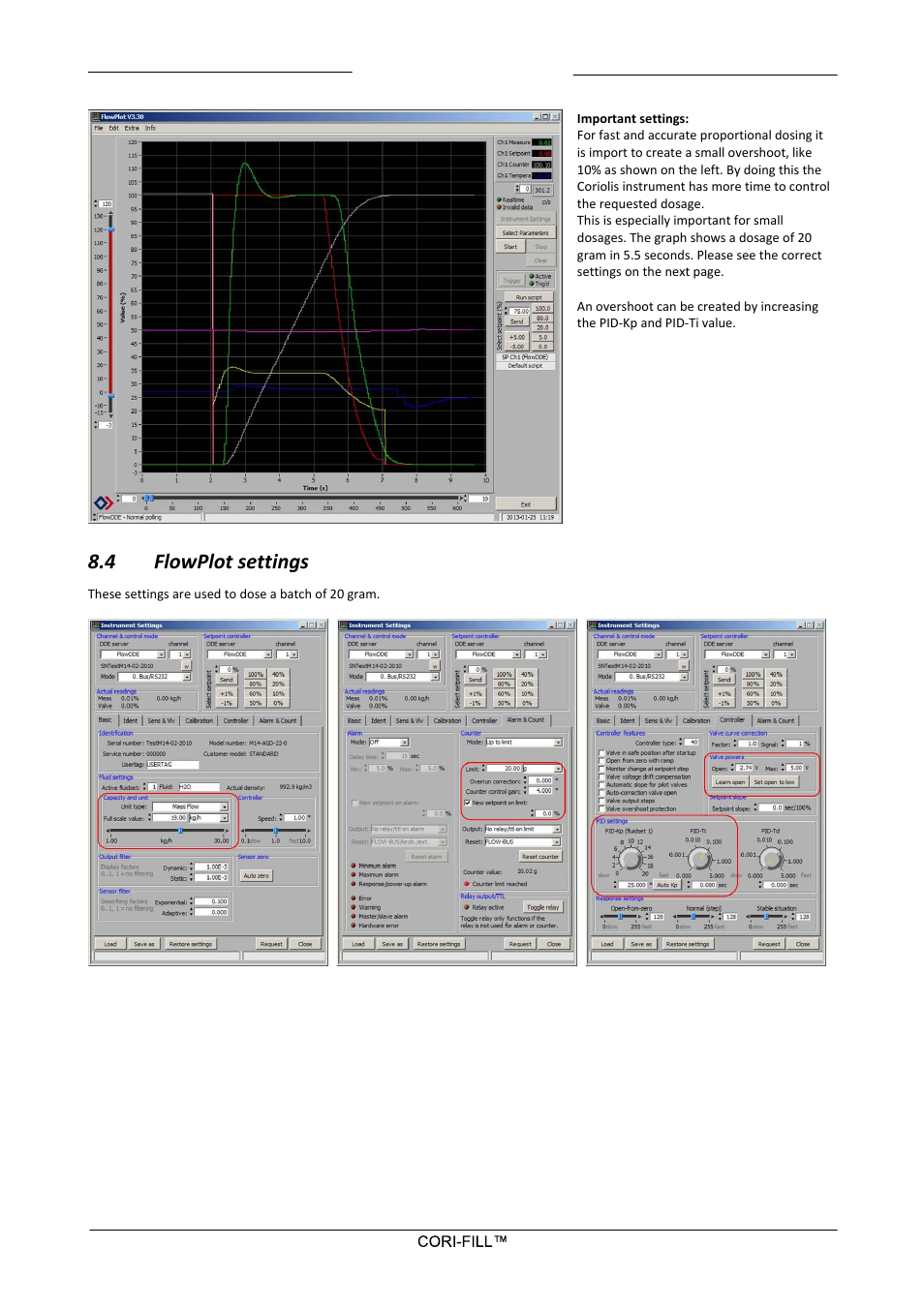 4 flowplot settings, Flowplot settings | Bronkhorst CORI-FILL User Manual | Page 22 / 25