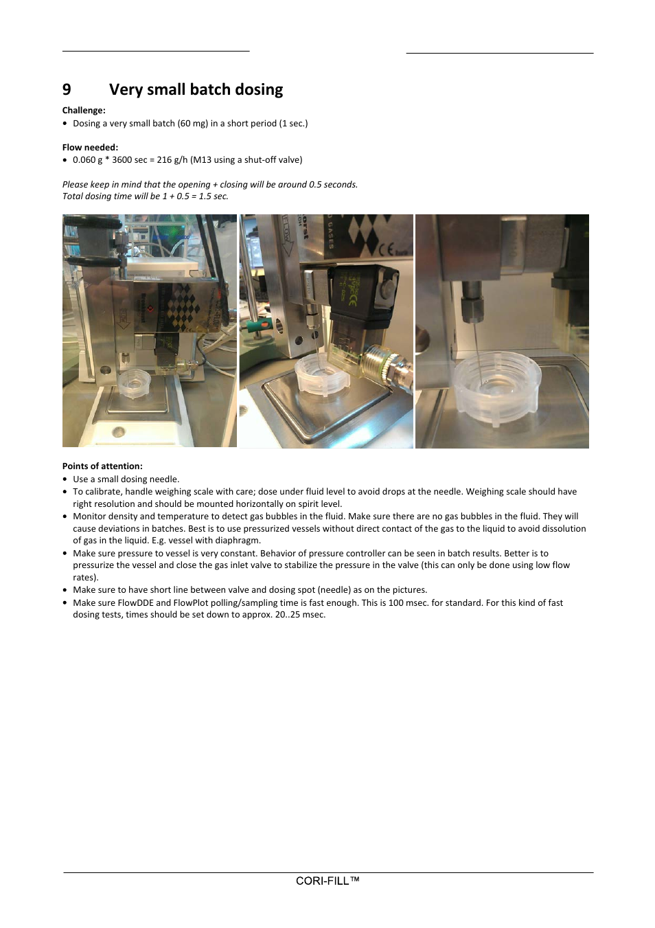 9 very small batch dosing, Very small batch dosing, 9very small batch dosing | Bronkhorst CORI-FILL User Manual | Page 23 / 25