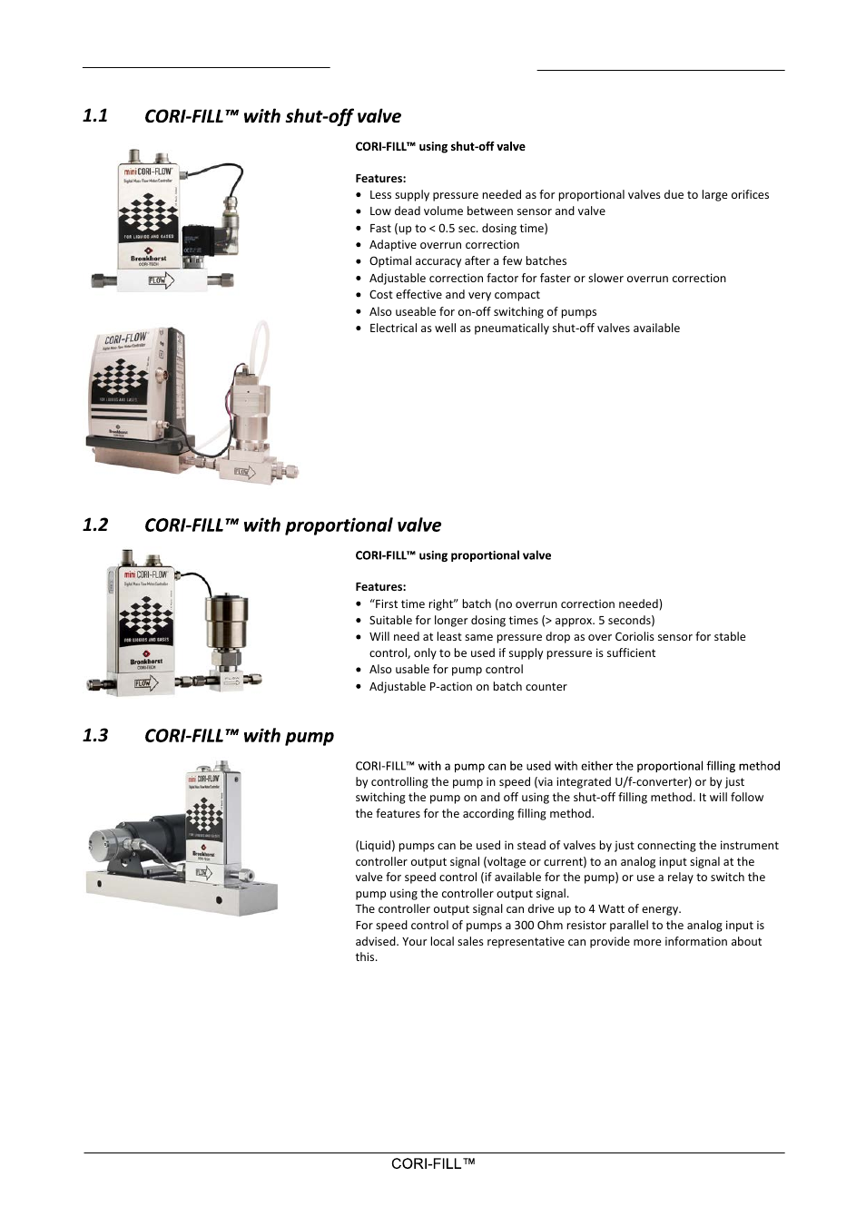 1 cori-fill™ with shut-off valve, 2 cori-fill™ with proportional valve, 3 cori-fill™ with pump | Bronkhorst CORI-FILL User Manual | Page 5 / 25