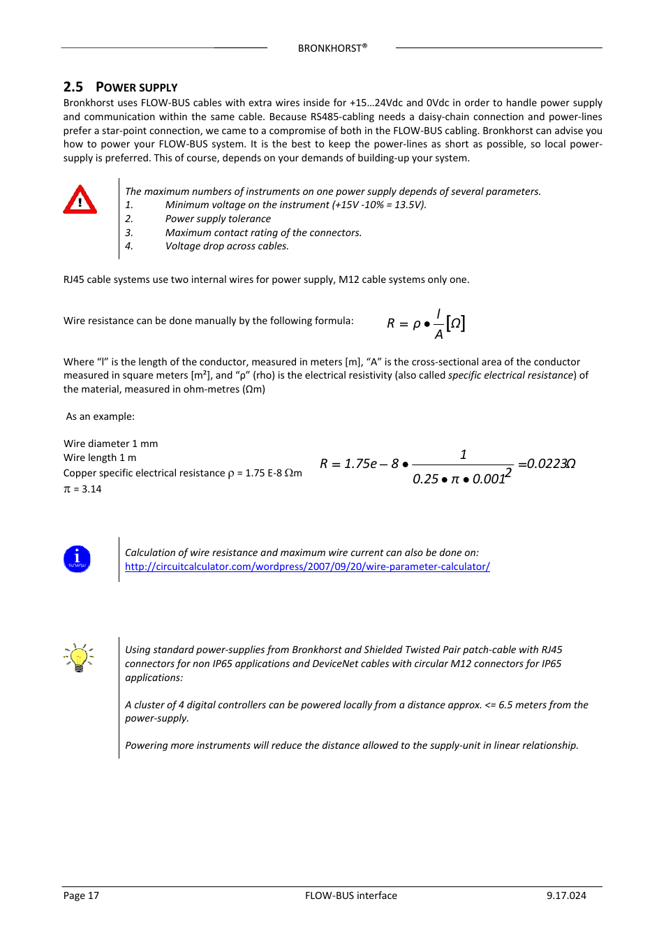 5 power supply, Ower supply | Bronkhorst FLOW-BUS interface User Manual | Page 17 / 26