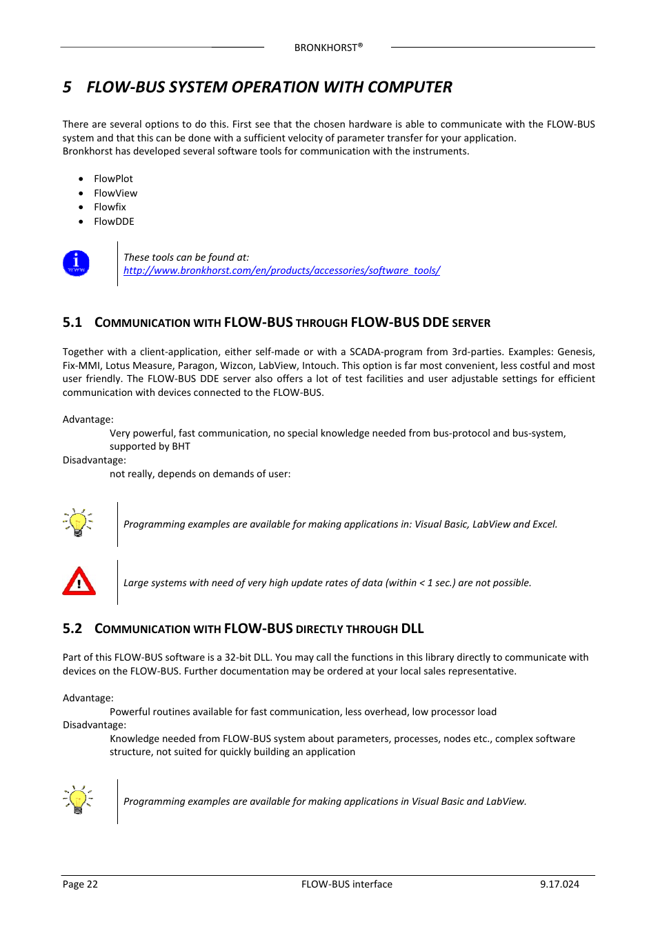 5 flow-bus system operation with computer, 2 communication with flow-bus directly through dll, Flow‐bus system operation with computer | Ommunication with, Flow‐bus, Through, Server, Directly through, 5 flow‐bus system operation with computer | Bronkhorst FLOW-BUS interface User Manual | Page 22 / 26