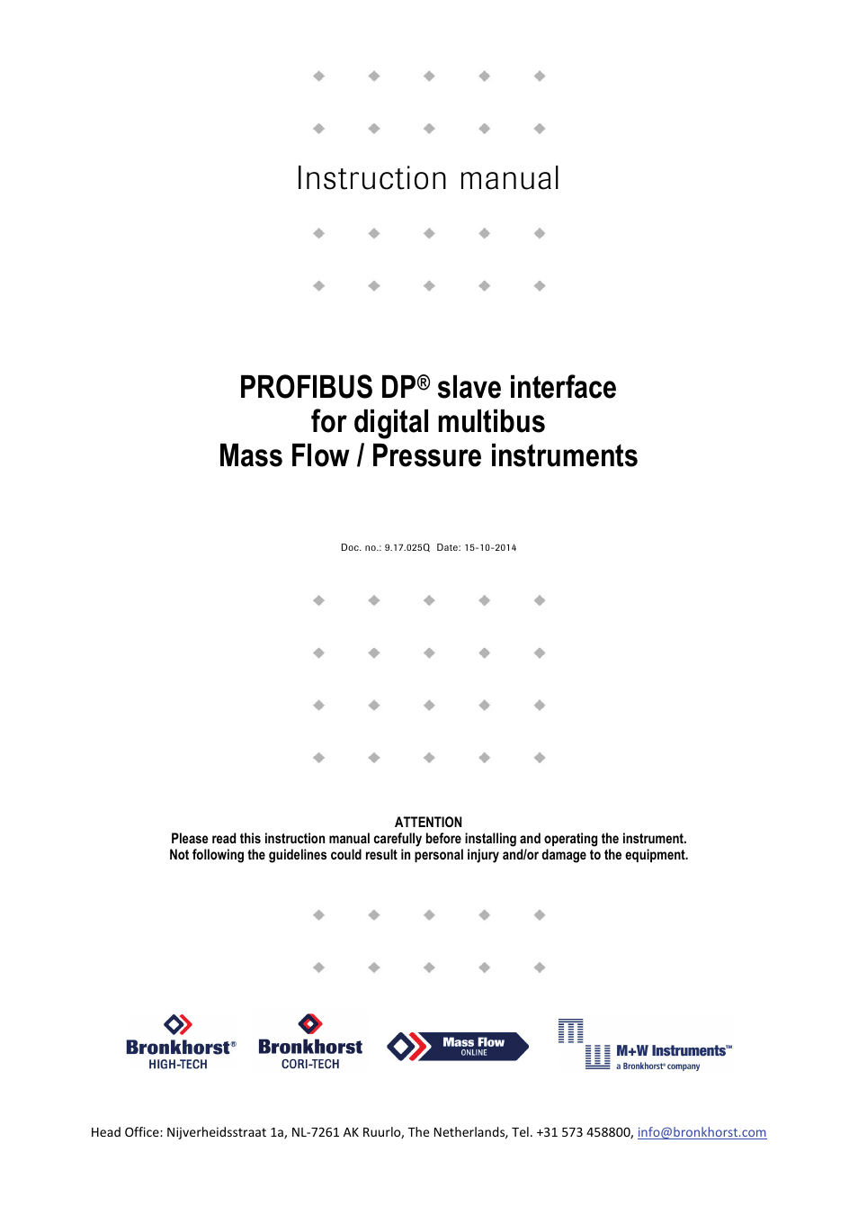 Bronkhorst PROFIBUS-DP slave interface User Manual | 25 pages