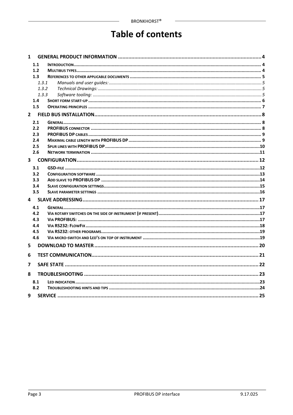 Bronkhorst PROFIBUS-DP slave interface User Manual | Page 3 / 25