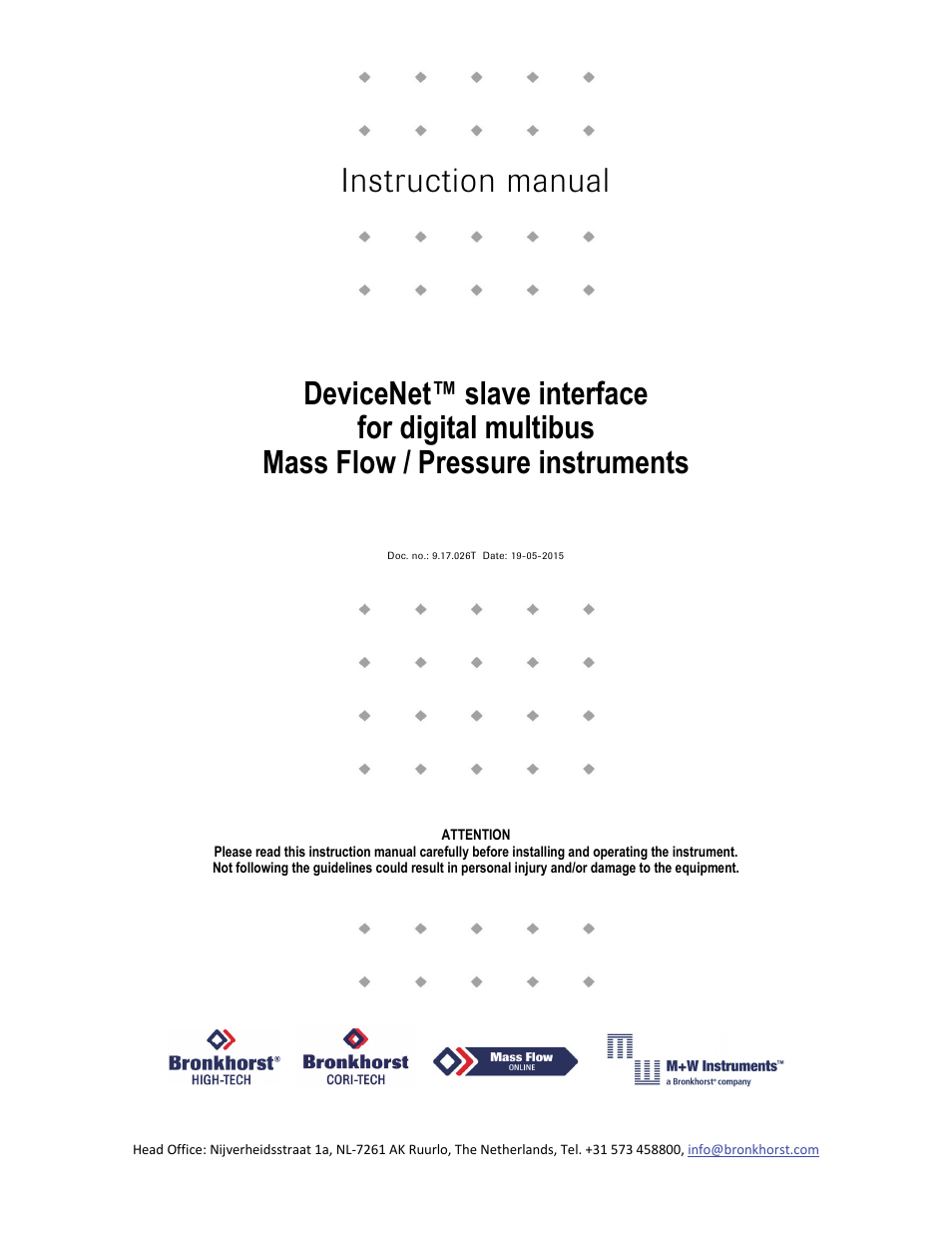 Bronkhorst DeviceNet slave interface User Manual | 43 pages