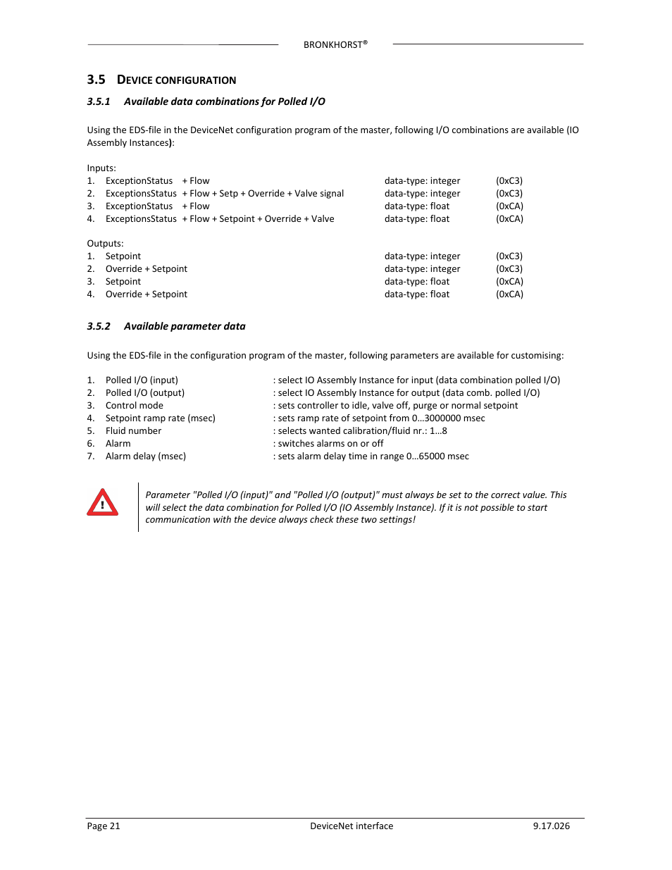 Bronkhorst DeviceNet slave interface User Manual | Page 21 / 43