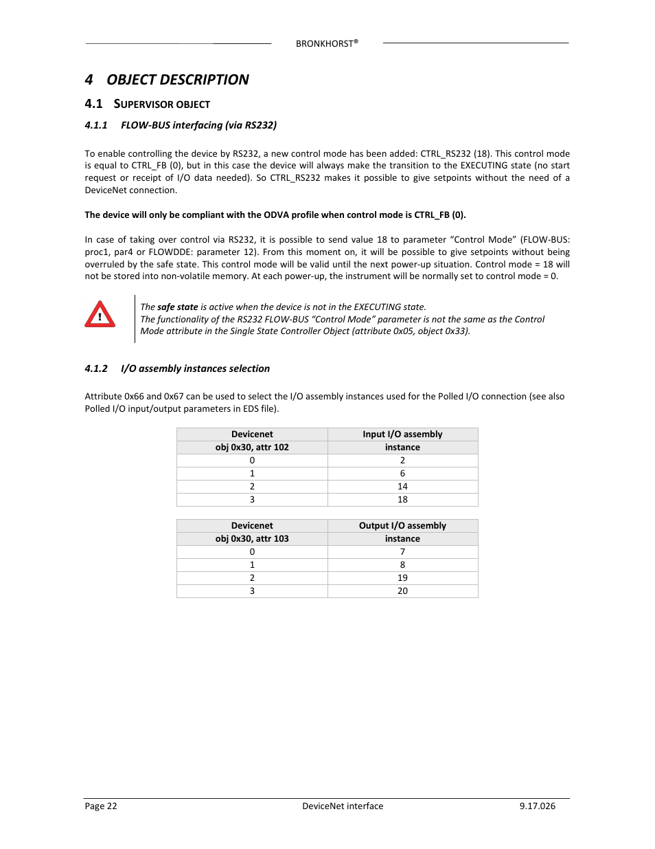 4 object description | Bronkhorst DeviceNet slave interface User Manual | Page 22 / 43