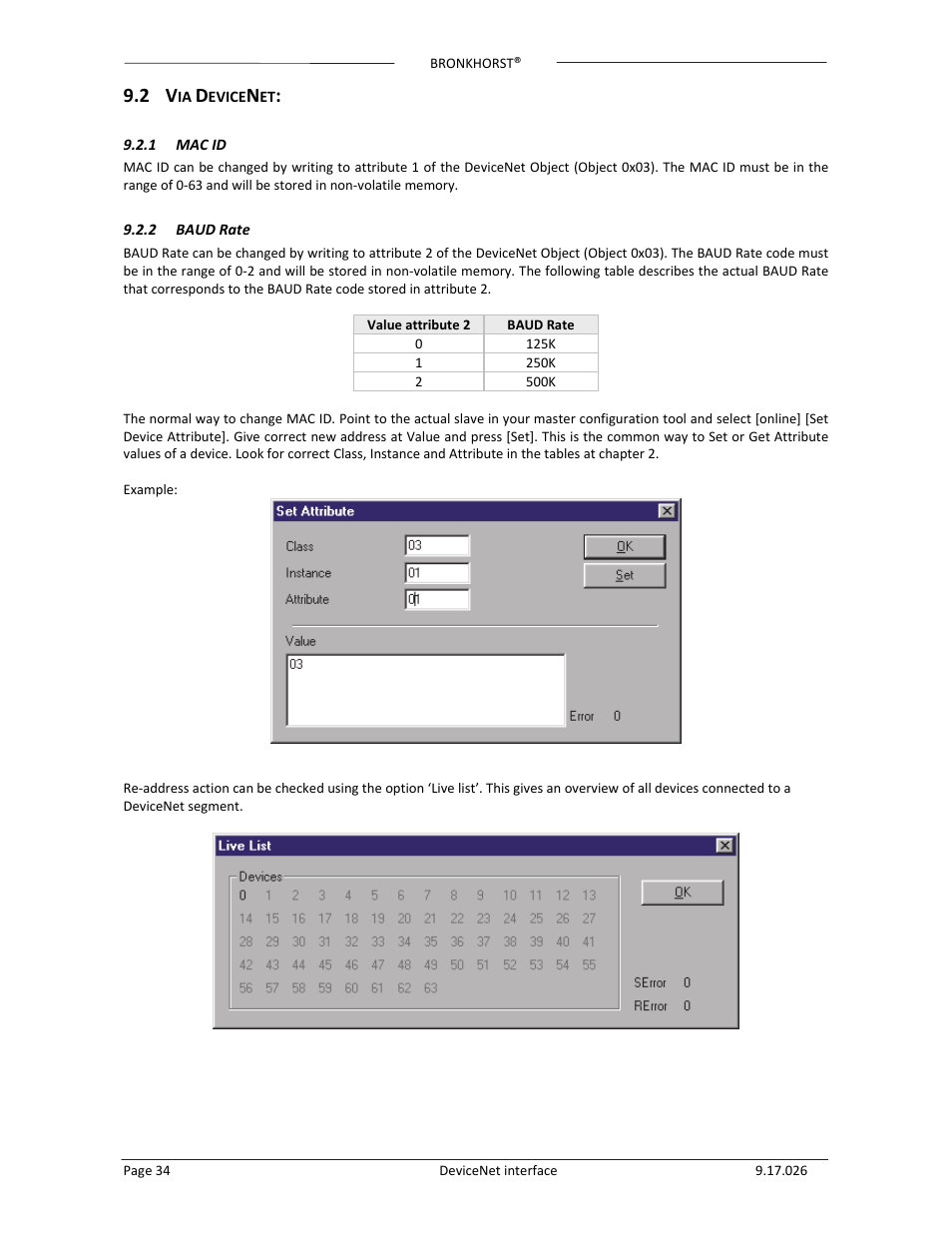 Bronkhorst DeviceNet slave interface User Manual | Page 34 / 43