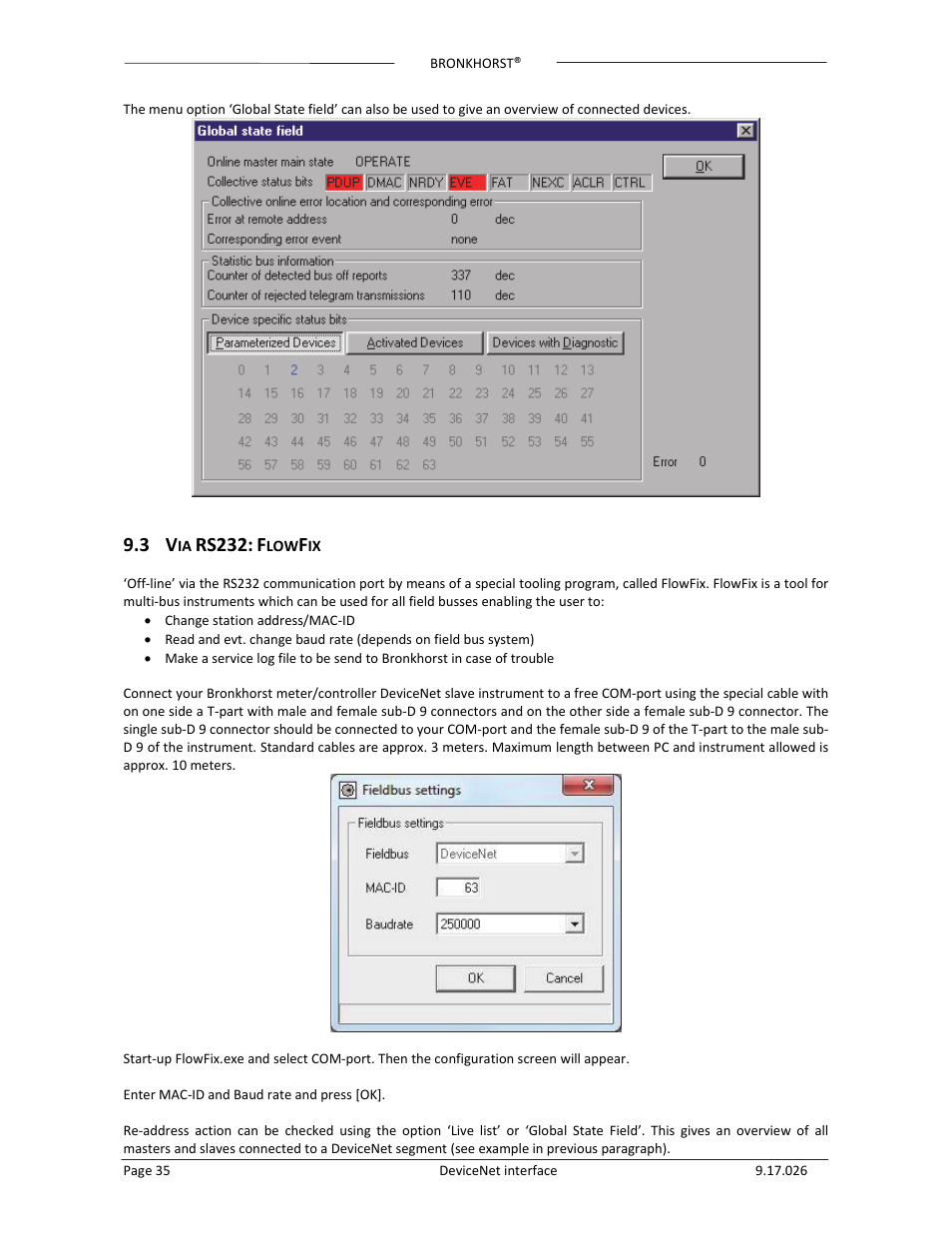 Rs232 | Bronkhorst DeviceNet slave interface User Manual | Page 35 / 43