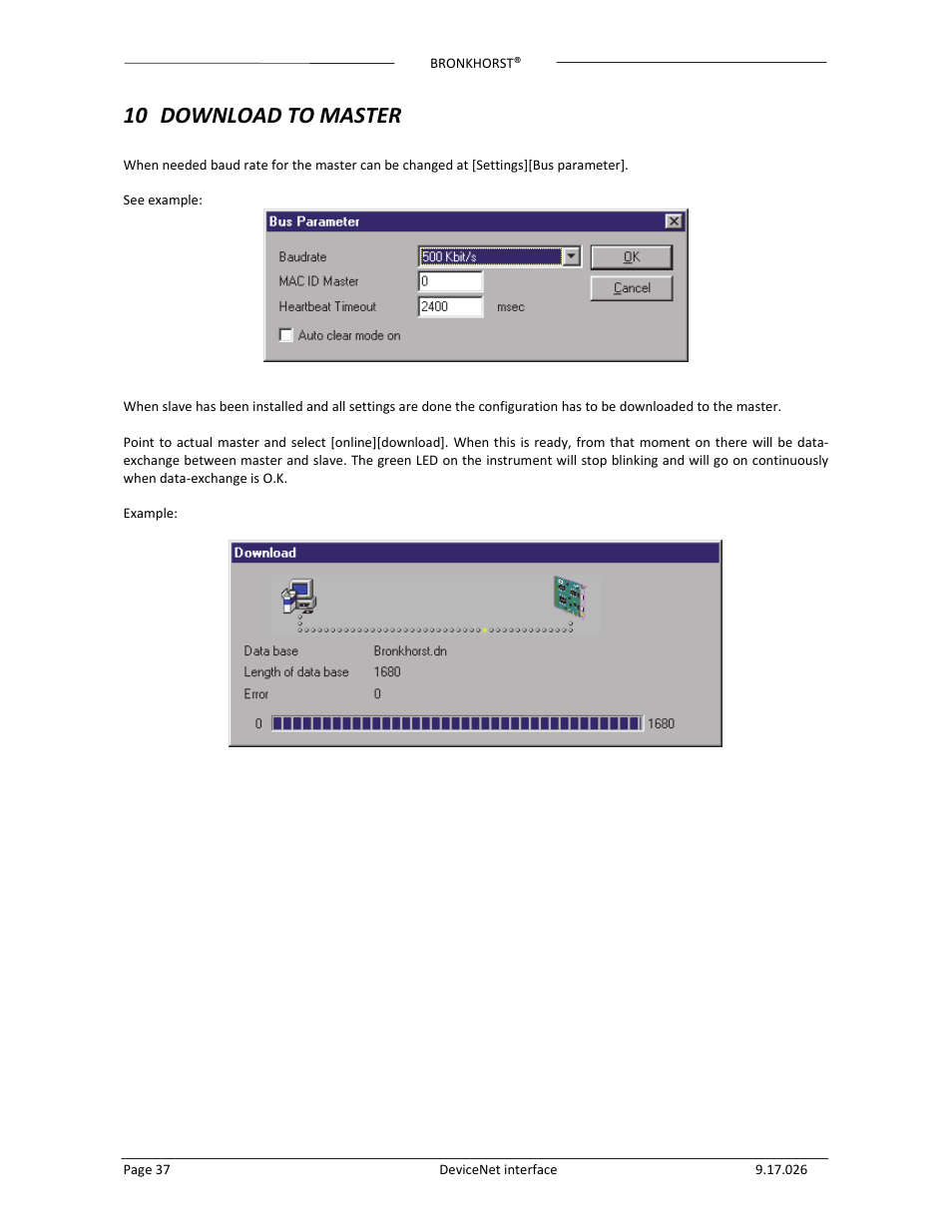 10 download to master | Bronkhorst DeviceNet slave interface User Manual | Page 37 / 43