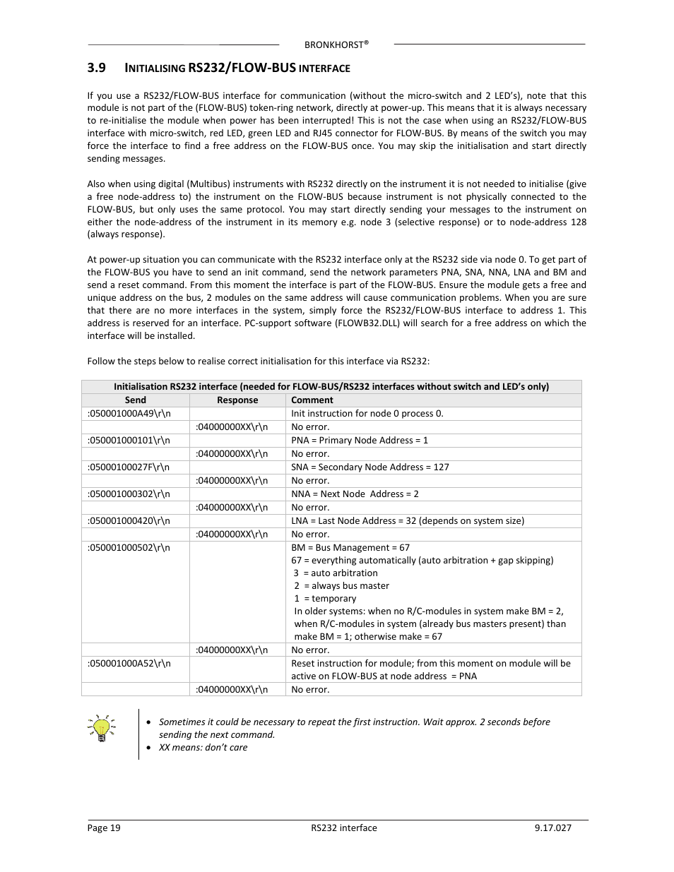 Rs232/flow‐bus | Bronkhorst RS232 interface User Manual | Page 19 / 42