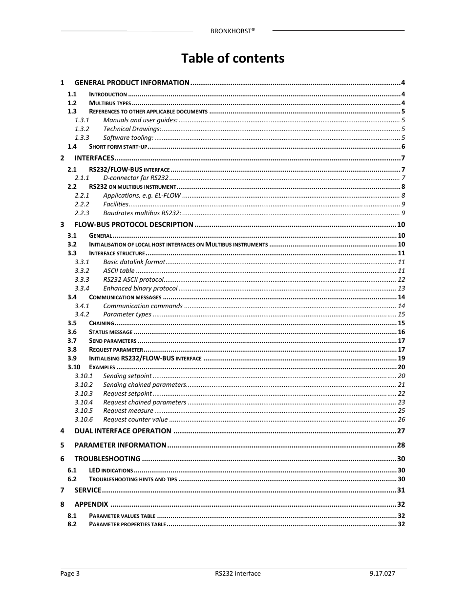 Bronkhorst RS232 interface User Manual | Page 3 / 42