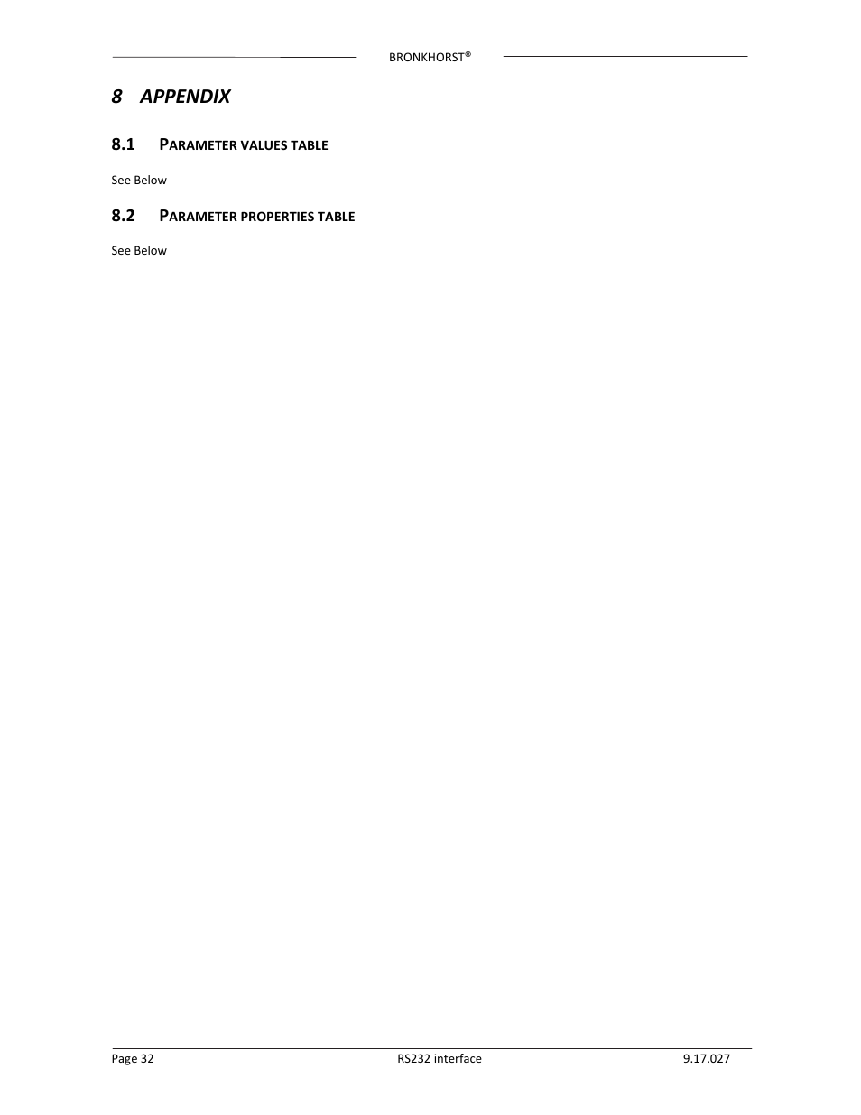 8 appendix | Bronkhorst RS232 interface User Manual | Page 32 / 42