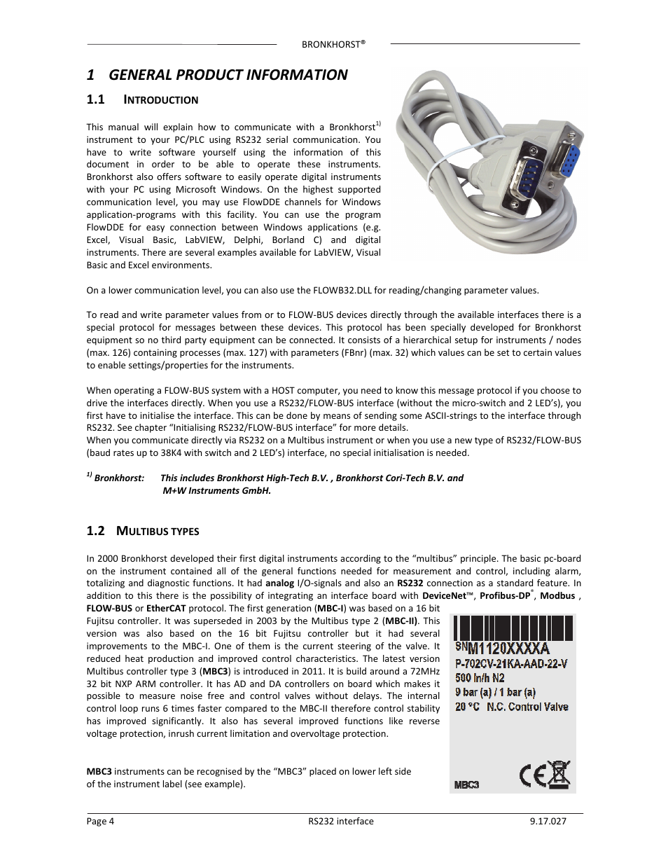 1 general product information | Bronkhorst RS232 interface User Manual | Page 4 / 42