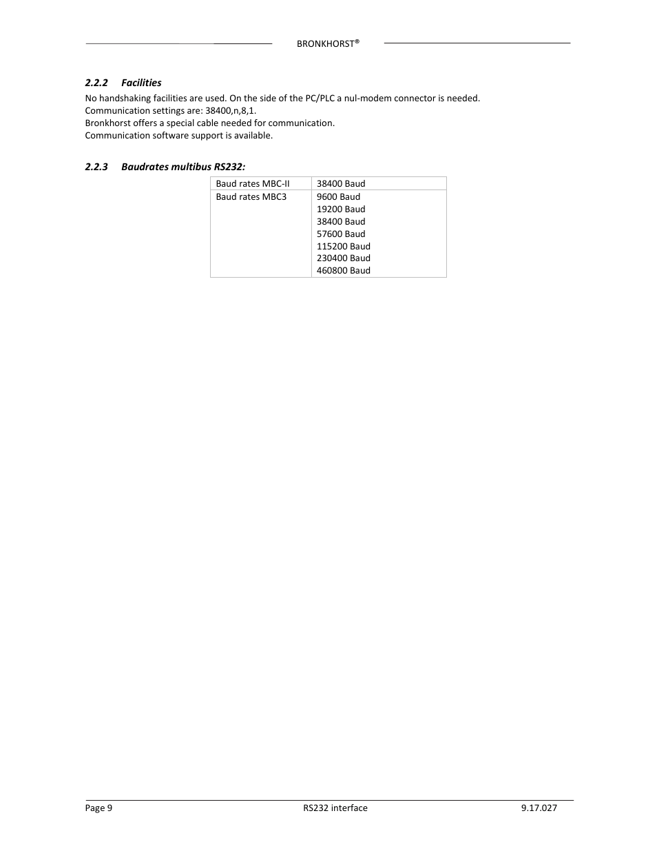 Bronkhorst RS232 interface User Manual | Page 9 / 42