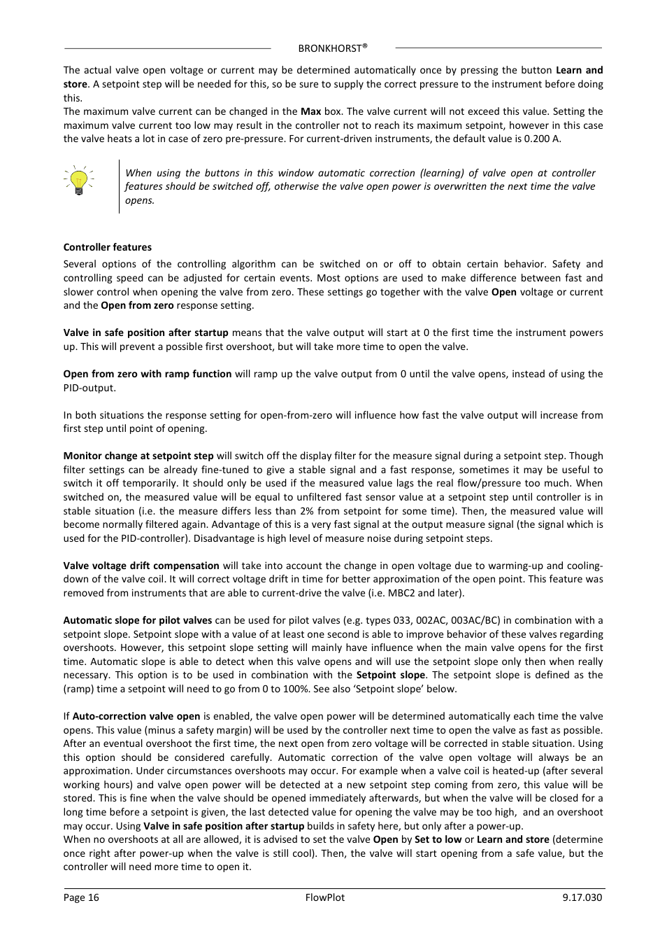 Controller features | Bronkhorst FlowPlot User Manual | Page 16 / 20