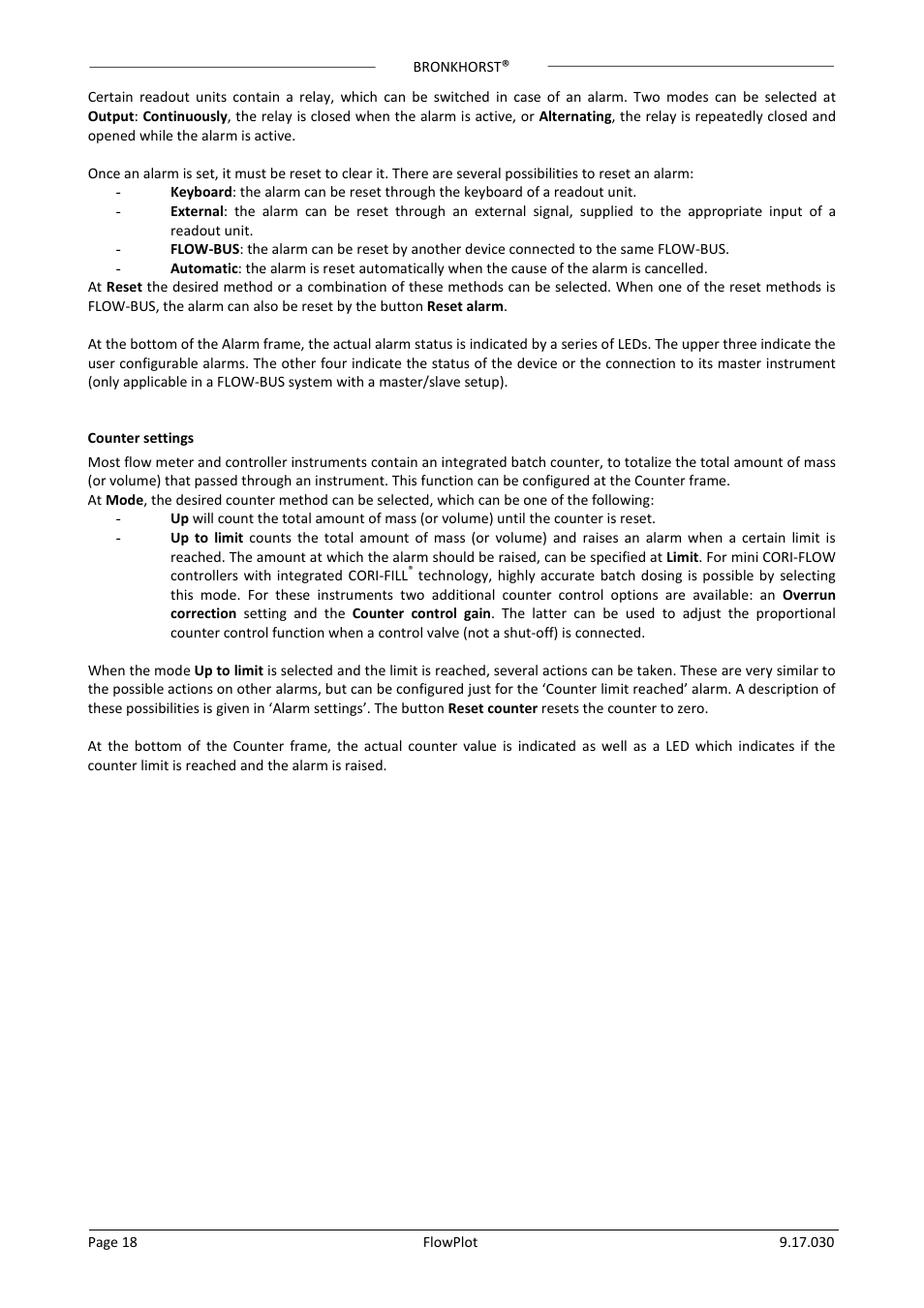 Counter settings | Bronkhorst FlowPlot User Manual | Page 18 / 20