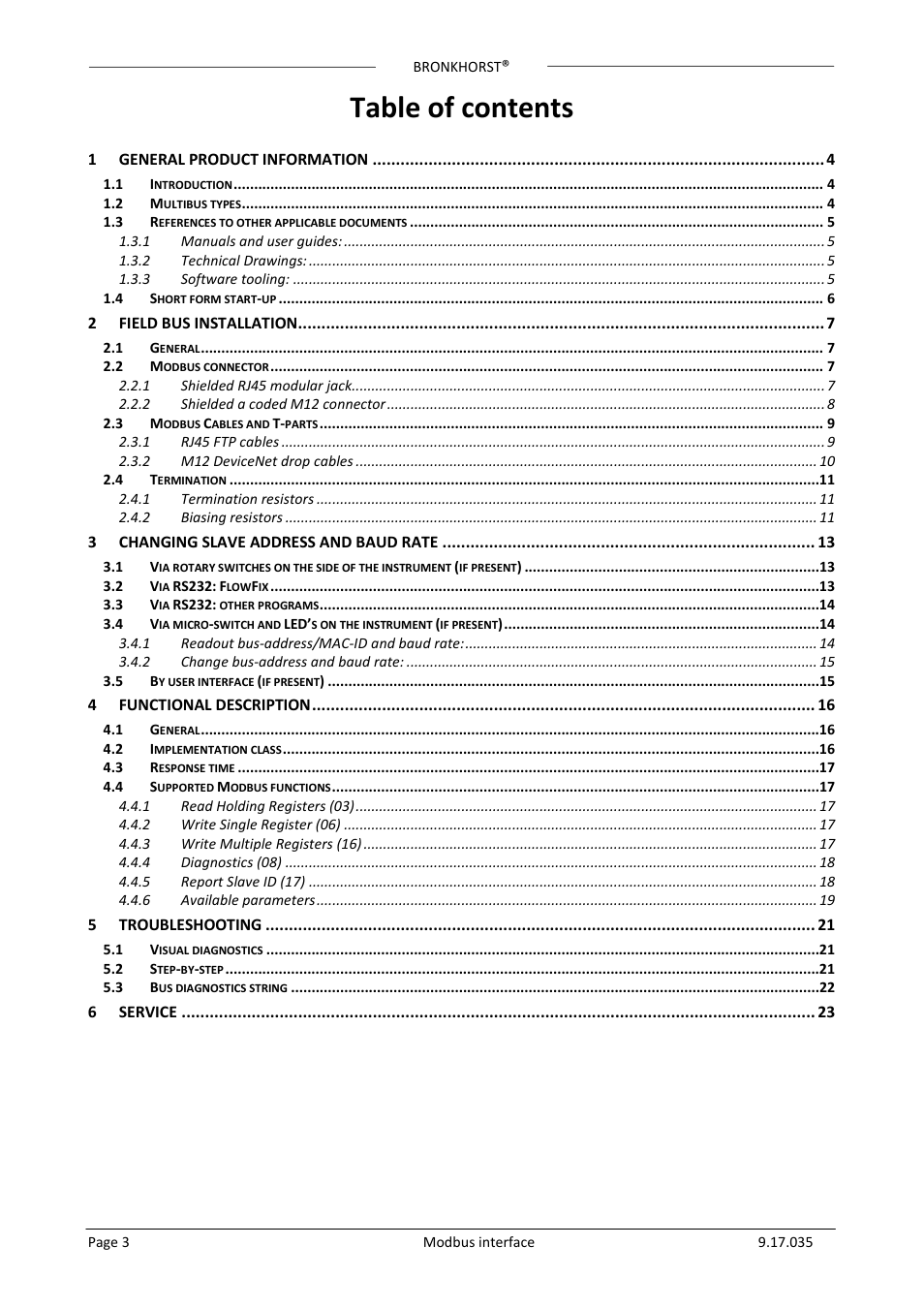 Bronkhorst Modbus slave interface User Manual | Page 3 / 23