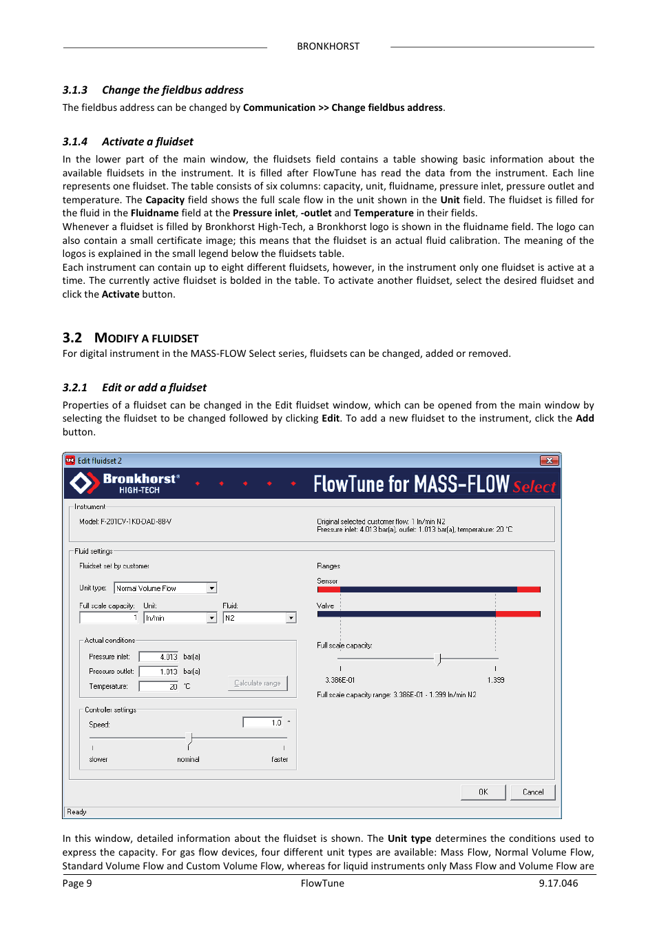 3 change the fieldbus address, 4 activate a fluidset, 2 modify a fluidset | 1 edit or add a fluidset, Change the fieldbus address, Activate a fluidset, Odify a fluidset, Edit or add a fluidset | Bronkhorst FlowTune User Manual | Page 9 / 11