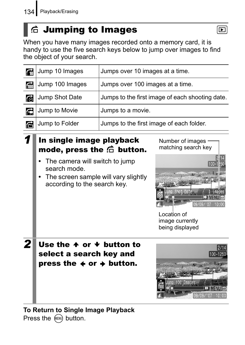 Jumping to images | Canon A650 IS User Manual | Page 136 / 213