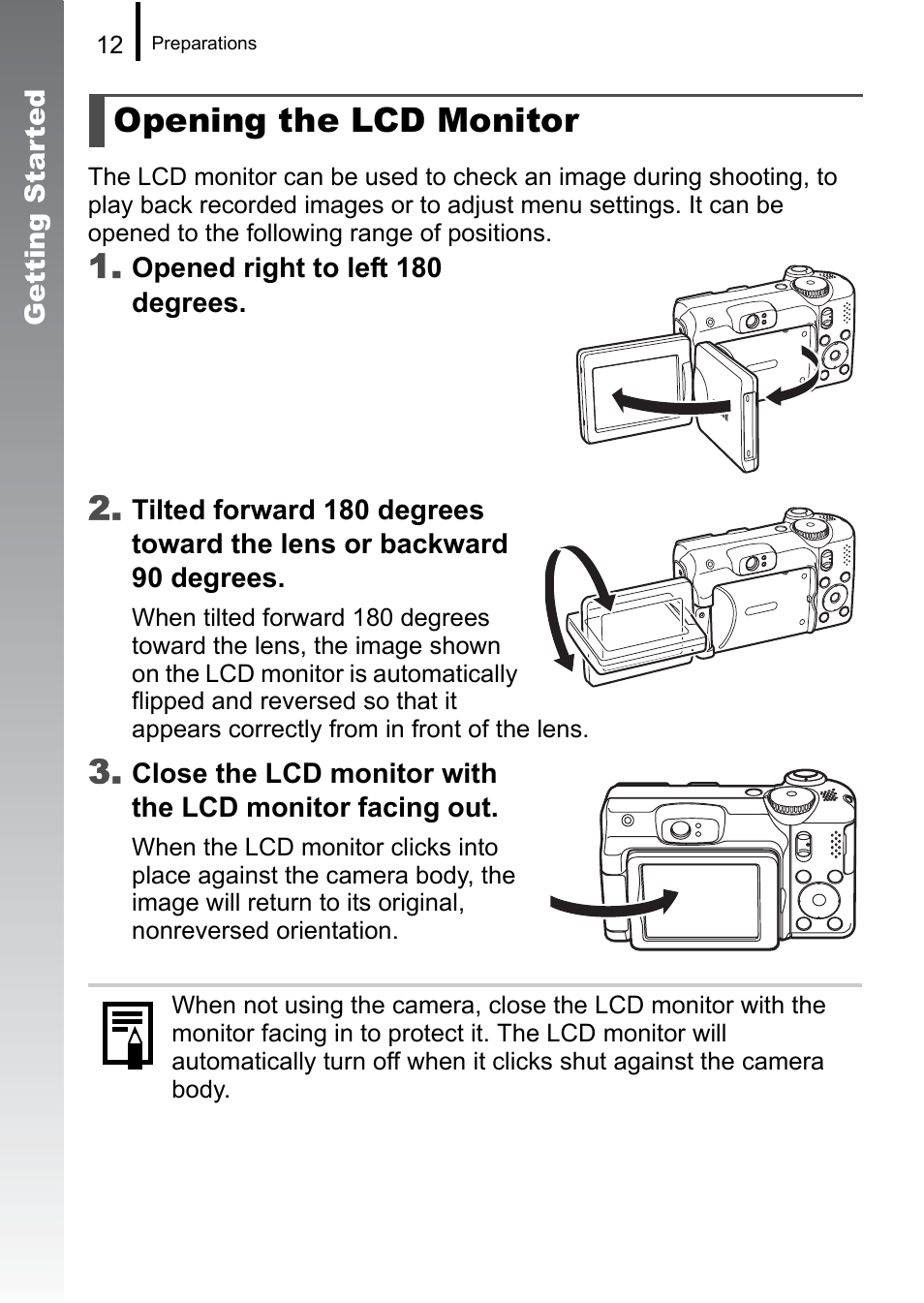 Opening the lcd monitor | Canon A650 IS User Manual | Page 14 / 213