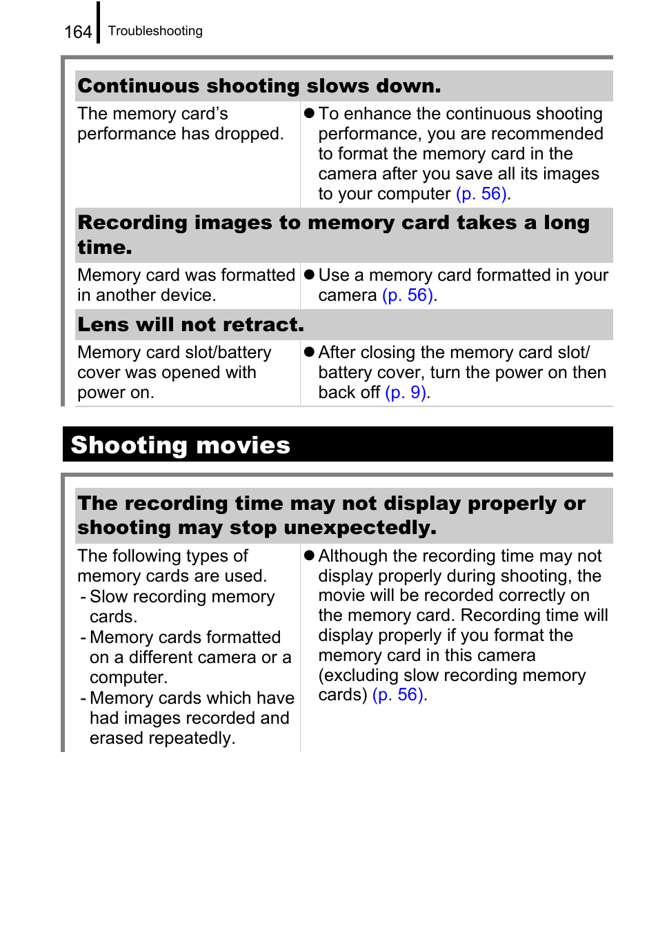 P. 164), Shooting movies | Canon A650 IS User Manual | Page 166 / 213