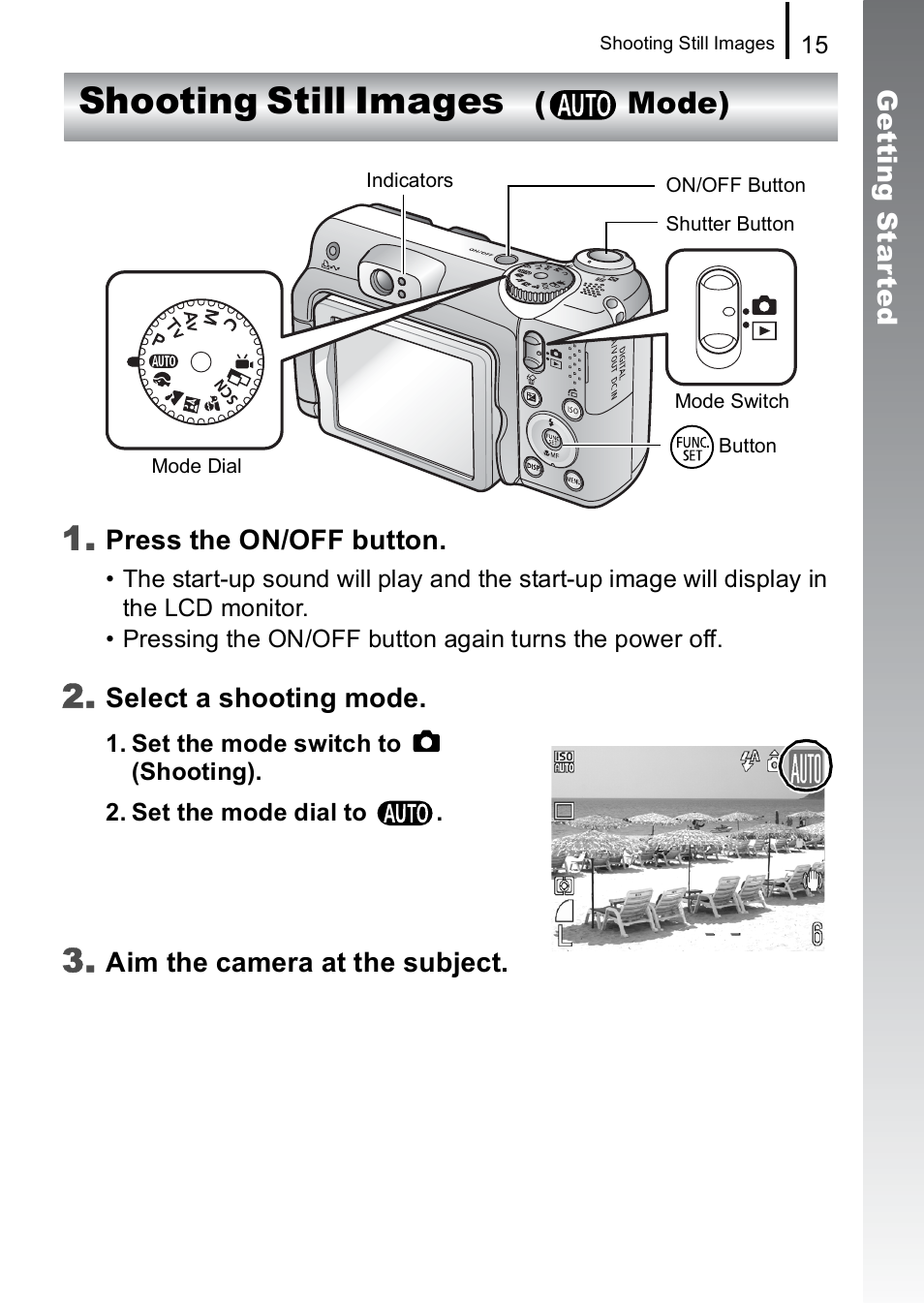 Shooting still images, Mode) | Canon A650 IS User Manual | Page 17 / 213