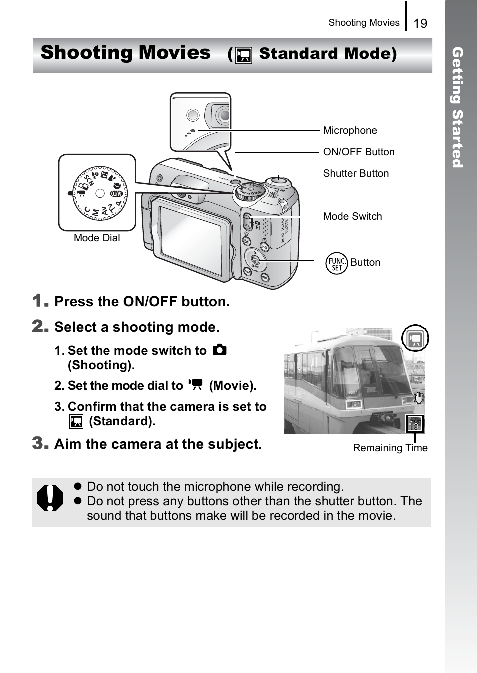 Shooting movies, Standard mode) | Canon A650 IS User Manual | Page 21 / 213