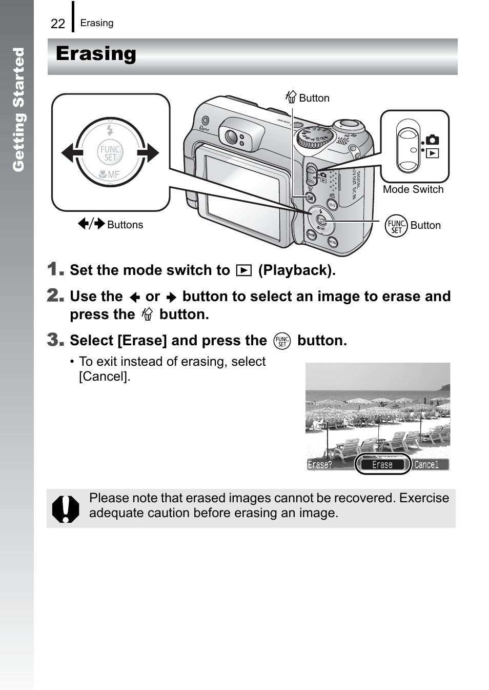 Erasing | Canon A650 IS User Manual | Page 24 / 213