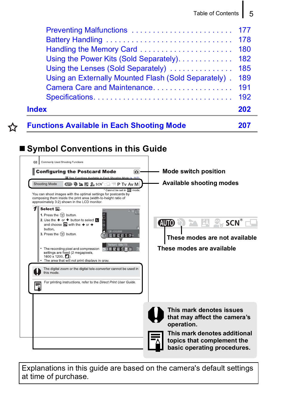 Symbol conventions in this guide | Canon A650 IS User Manual | Page 7 / 213