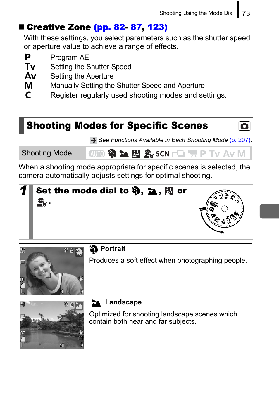 Shooting modes for specific scenes, Pp. 73 | Canon A650 IS User Manual | Page 75 / 213