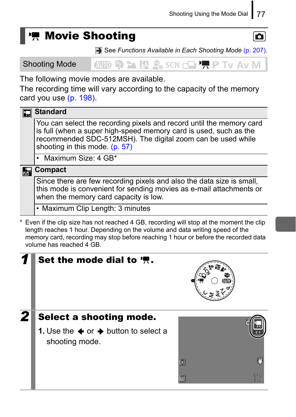 Movie shooting | Canon A650 IS User Manual | Page 79 / 213