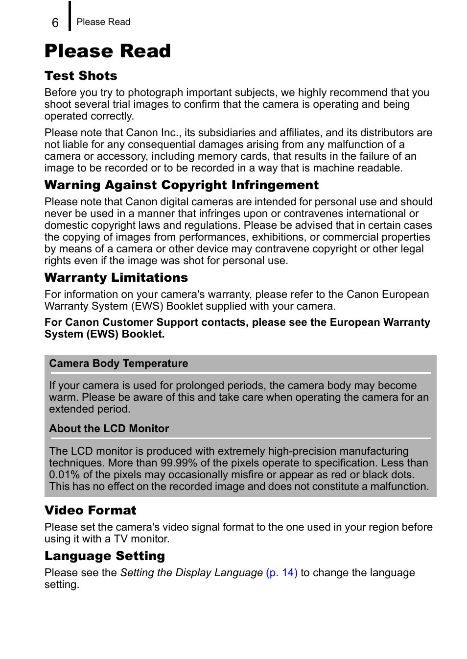 Please read | Canon A650 IS User Manual | Page 8 / 213