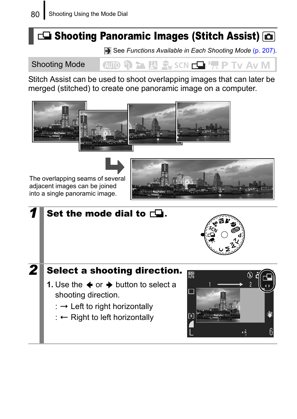 Shooting panoramic images (stitch assist) | Canon A650 IS User Manual | Page 82 / 213