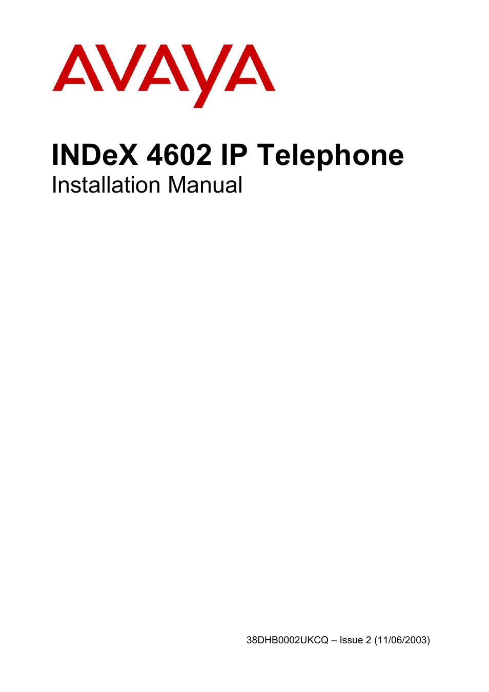 Avaya INDEX 4602 User Manual | 16 pages
