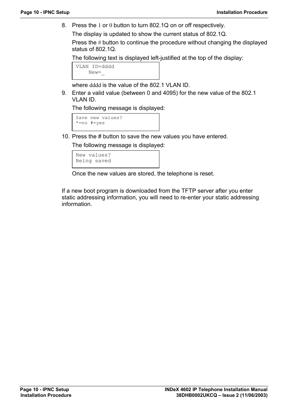 Avaya INDEX 4602 User Manual | Page 10 / 16