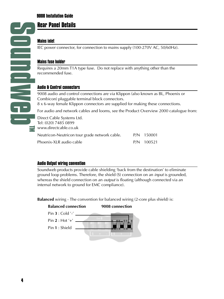 Soundweb | BSS Audio sw9008iis Install Guide User Manual | Page 4 / 8