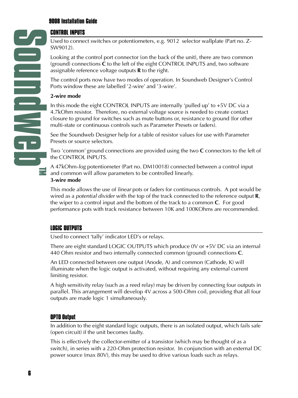 Soundweb | BSS Audio sw9008iis Install Guide User Manual | Page 6 / 8