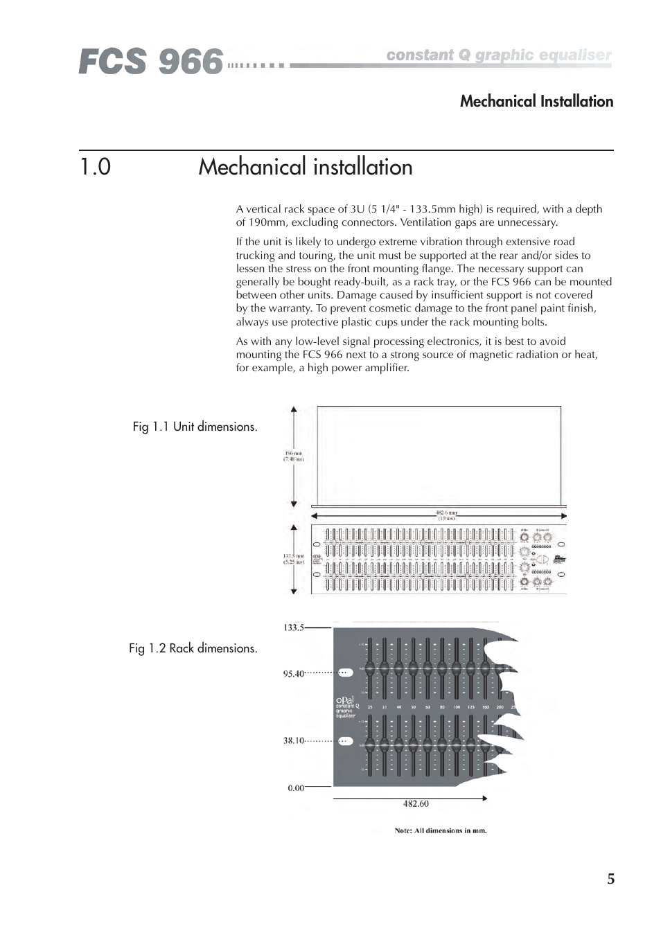 0 mechanical installation | BSS Audio FCS-966 Owner's Manual User Manual | Page 5 / 32