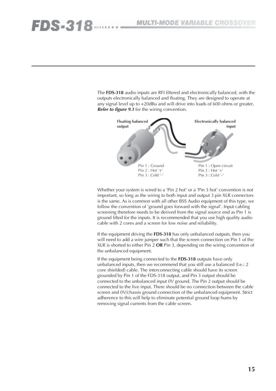 0 audio connections | BSS Audio FDS-318 Owner's Manual User Manual | Page 15 / 36