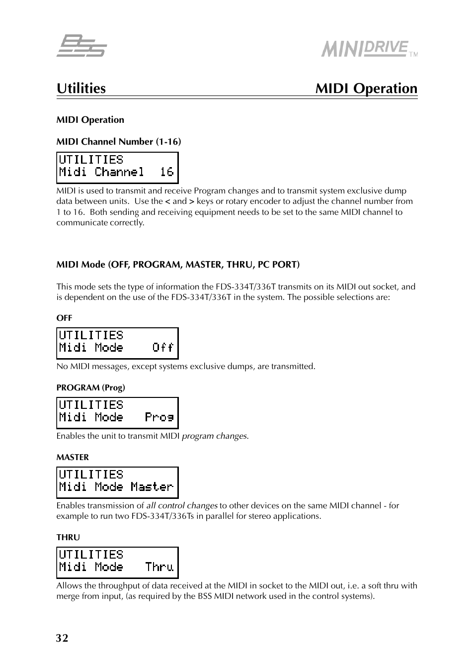 BSS Audio FDS-334T Owner's Manual User Manual | Page 32 / 56