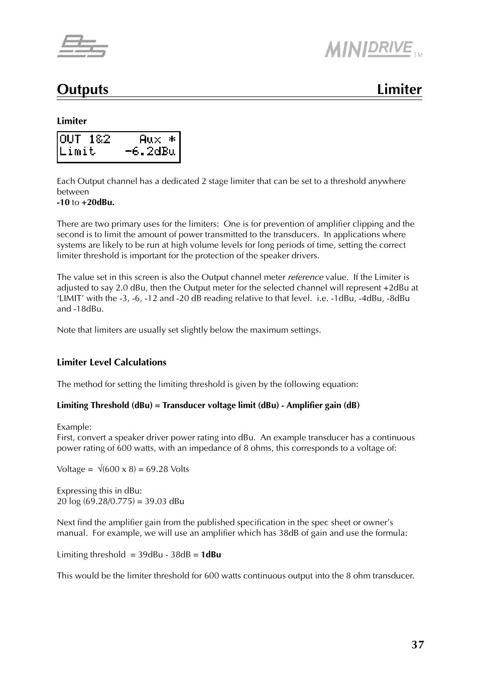 BSS Audio FDS-334T Owner's Manual User Manual | Page 37 / 56