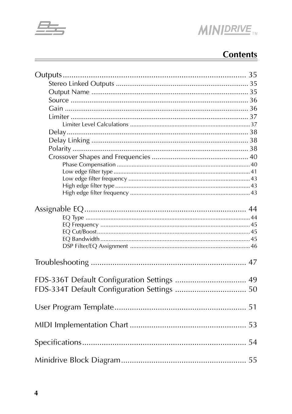 BSS Audio FDS-334T Owner's Manual User Manual | Page 4 / 56