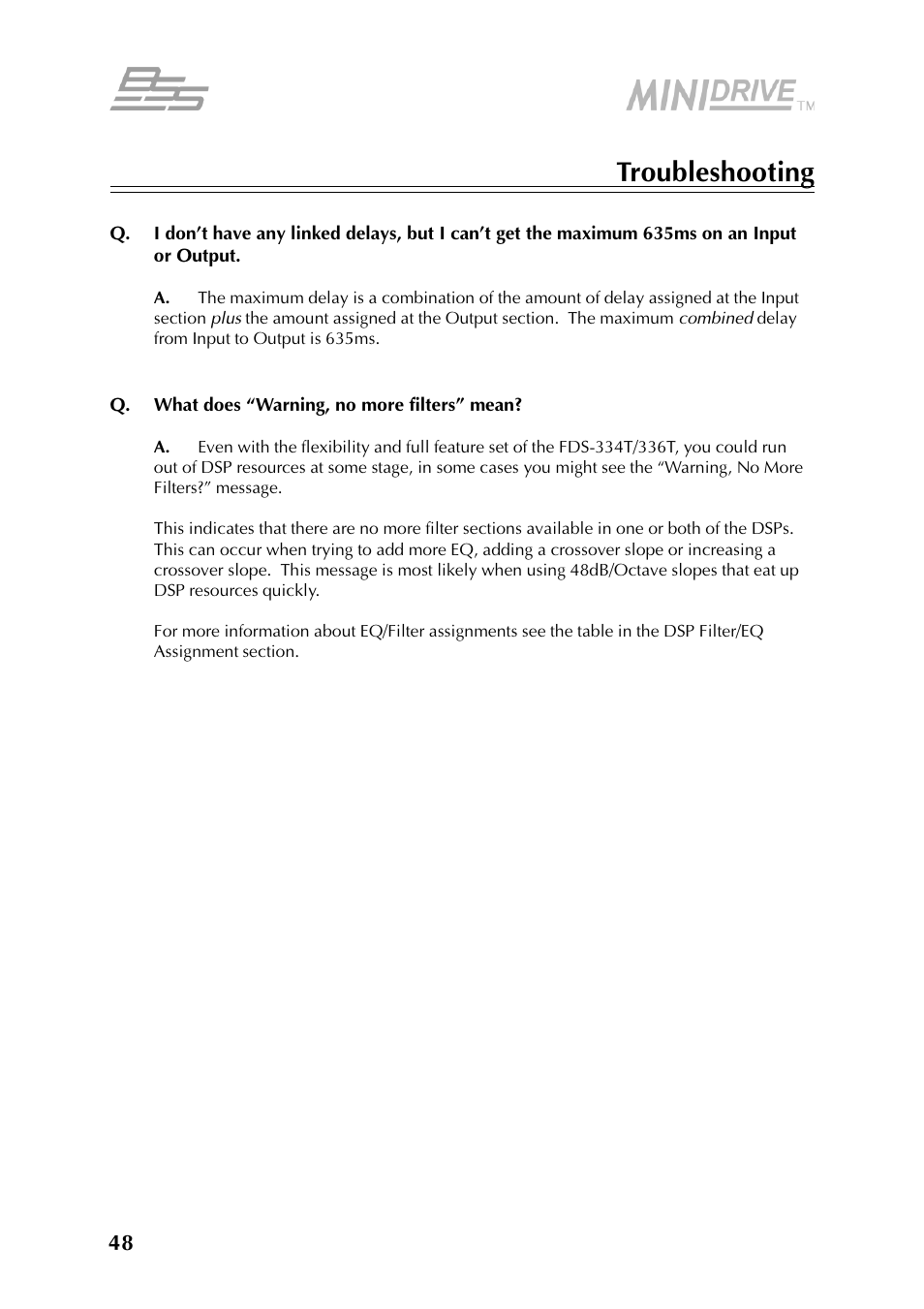 BSS Audio FDS-334T Owner's Manual User Manual | Page 48 / 56