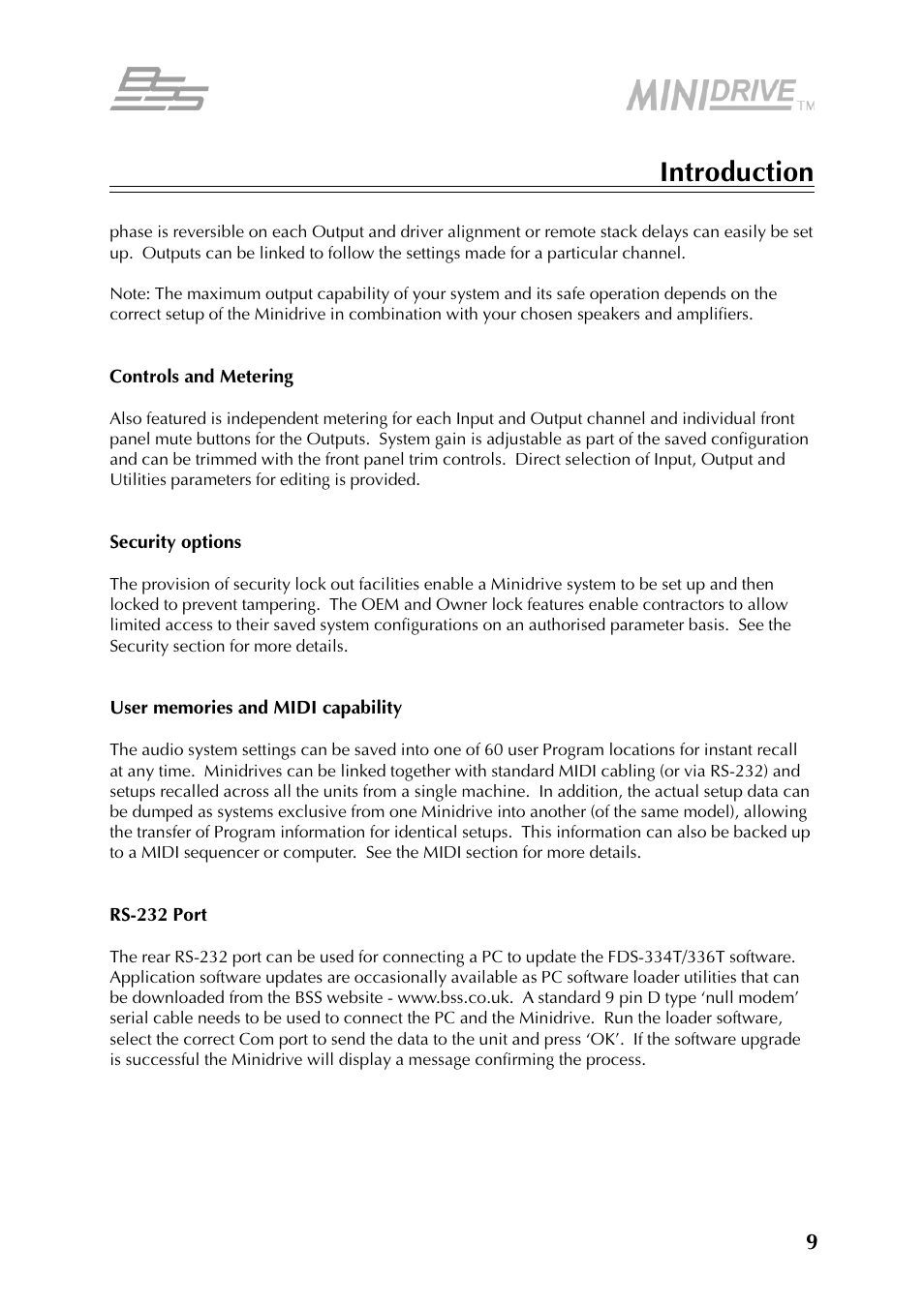 BSS Audio FDS-334T Owner's Manual User Manual | Page 9 / 56