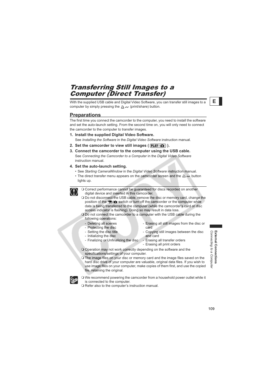 Preparations | Canon DC20  EN User Manual | Page 109 / 148